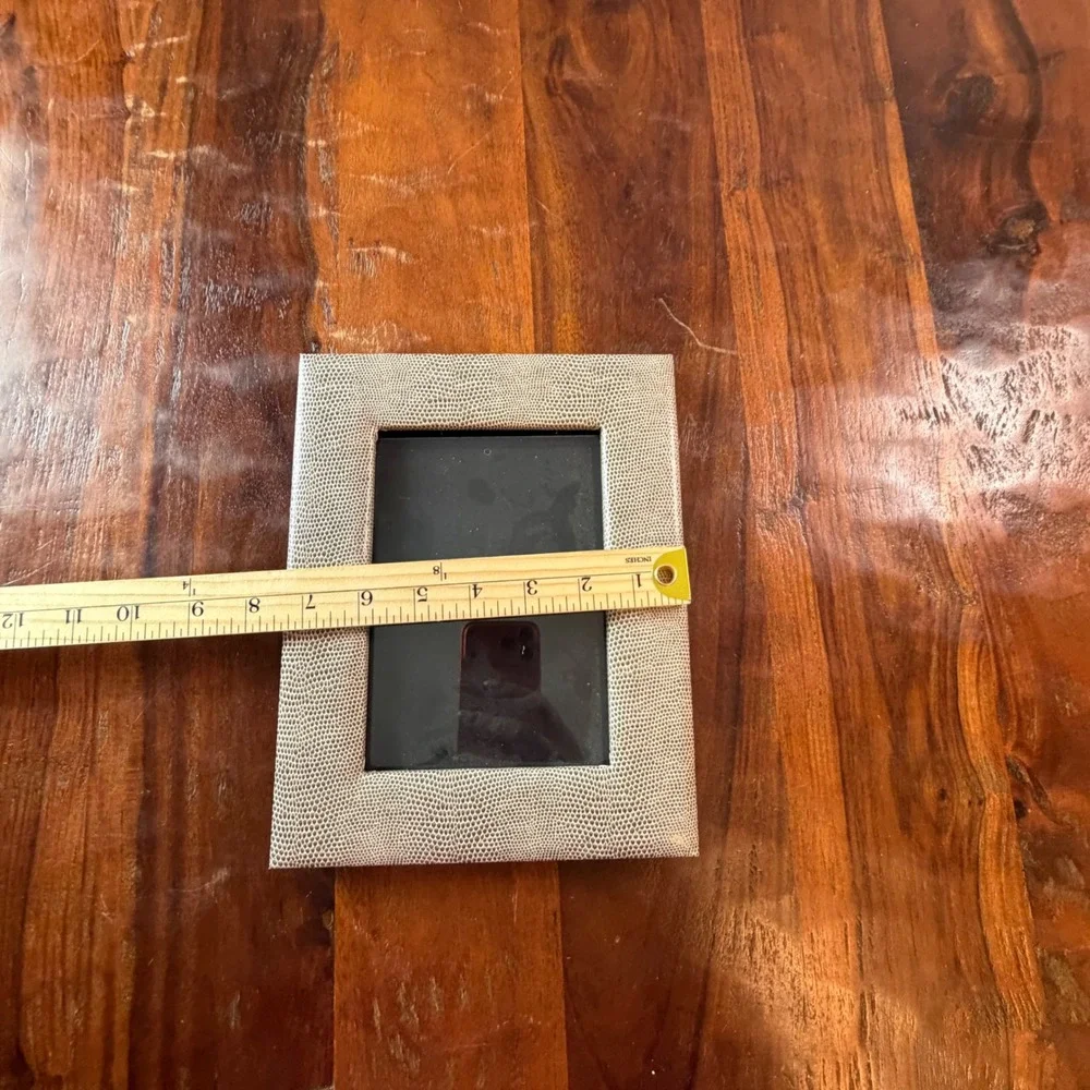 Nate Berkus Faux Lizard Skin Picture Frame Beige 4x6 Textured Tabletop Decor